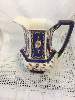 Buy Large Royal Winton Ivory Ware  Pitcher Water Jug Cobalt Blue, Gilding 6.5  Tall • 31£