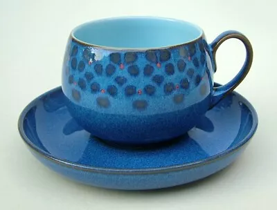 Buy Denby 1990's Midnight Blue Pattern 200ml Tea Cups & Saucers - Look In VGC • 8.95£