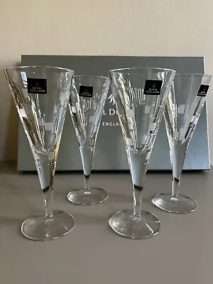 Buy Royal Doulton Crystal Champagne Flutes / Wine Glasses Set Of 4 • 95£