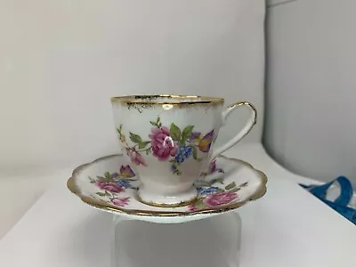 Buy Royal Standard Fine Bone China Teacup And Saucer Floral Pattern Heavy Gold Trim • 17.33£