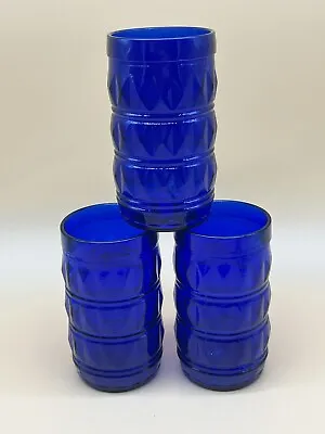 Buy Francesinho Brazil Cobalt Blue Glass Tumblers Set Of 3 8 Ounces - Nice Condition • 19.20£