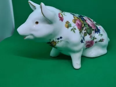 Buy Crown Fine Bone China Floral Patterned Sitting Pig Vintage • 7.50£