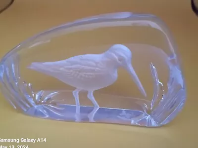 Buy Vintage Etched Engraved Snipe Glass Paperweight Wedgwood Ornament Bird  • 12.99£