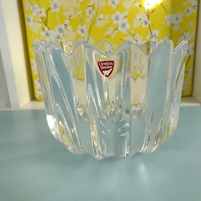 Buy Orrefors Sweden Crystal Fleur Bowl Jan Johansson Signed Art Glass Planter Large • 24.99£