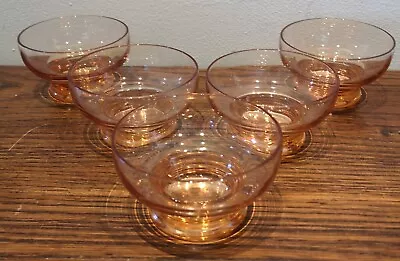 Buy Vintage 5 X Amber Coloured Glass Sundae Fruit Desert Bowls 9cm Wide Heavy Base • 9.95£