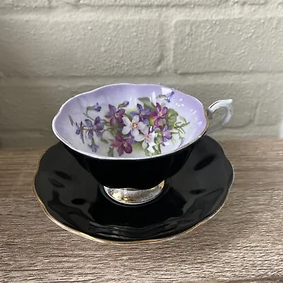 Buy Royal Albert - Milady Series - Avon Duo Cup & Saucer - RARE Black Purple Floral • 25£