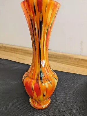 Buy Vtg. Czechoslovakia Bohemia Multi Colored Spatter Glass Vase. • 77.04£
