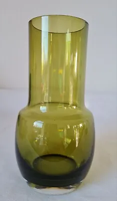 Buy Vintage Riihimaki Finland Olive Green Glass Vase 18cm 1960s/70s • 25£