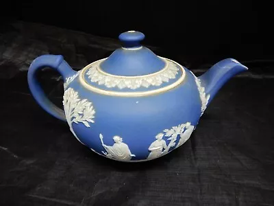 Buy Small Vintage Wedgwood  Blue Jasper Tea Pot, Date Unknown • 9.99£