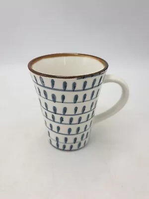 Buy Art Pottery Stoneware Tea Coffee Hand Painted Blue Abstract Motif Brown Edge • 8.99£