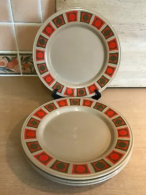 Buy Staffordshire Potteries Ltd Plates X 4 Red/Brown Dots - 10 Inches • 28£