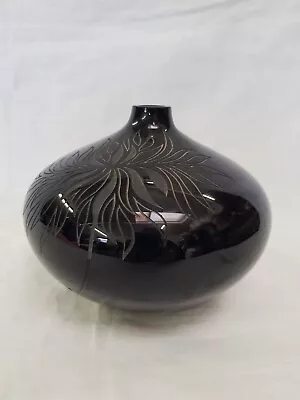 Buy Royal Doulton Crystal Glass Handmade Black Vase • 10.99£