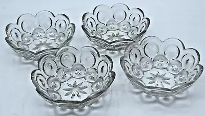 Buy Vintage L.E. Smith Clear Glass Moon & Stars Small 4”Bowls Center Star - Set Of 4 • 18.97£