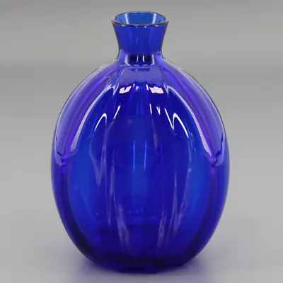 Buy Vintage Pairpoint MMA Cobalt Blue Glass Rib Optic Seed Flask Style Vase 5 1/2  • 18.93£