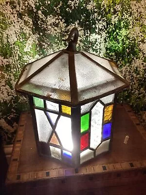 Buy Antique Stained Glass Porch Lantern Hanging Ceiling Light-Lanterns/Lights Restro • 38£