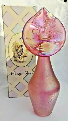 Buy Heron Glass Large Pink Iridescent Lily Vase  - 31 Cm - Hand Blown In Cumbria, UK • 29£