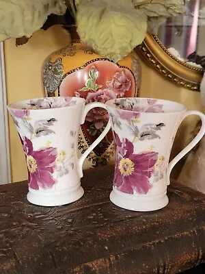 Buy 2 Laura Ashley Peony Garden Mugs - Only Used For Display • 17.99£