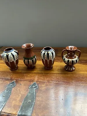 Buy Vintage POTTERY 4 X Miniature Vases ( One Has Been Repaired ) • 10£