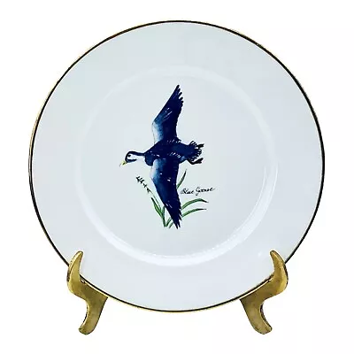 Buy Wheeling Decorating Glass China WHD39 BLUE GOOSE Game Bird Handmade Salad Plate • 34.69£