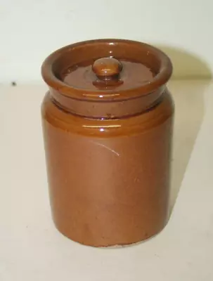 Buy Vintage  Brown Glaze Stoneware Lidded Pot ~Made In England ~5  Tall ~VGC (DEB16) • 5.95£