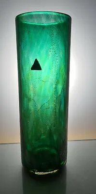 Buy Rare Isle Of Wight Glass Vase In Green Azurene With Flame Pontil Mark To Base • 70£