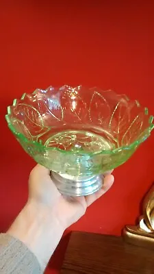 Buy Green Uranium Glass Fruit Bowl. • 22£
