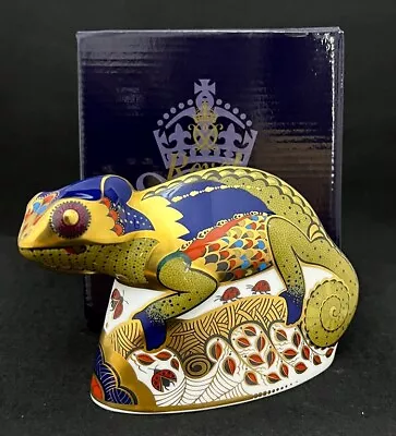 Buy Royal Crown Derby 'Chameleon' Boxed Signed Paperweight 1st Quality Gold Stopper • 89.95£