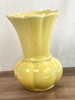 Buy USA Art Pottery Vase Vintage Yellow Scalloped Detail 5” • 17.07£
