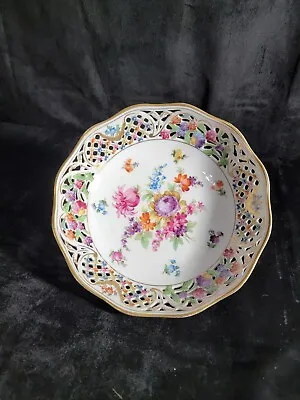 Buy Vintage Schumann Dresden Germany Chateau Reticulated  9” Bowl 1932-44 Mark • 27.50£