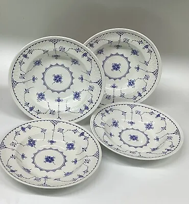 Buy Antique Furnivals Blue Denmark 4 X Rimmed Soup/cereal Bowls 23.5cm Soup Plate #2 • 50£