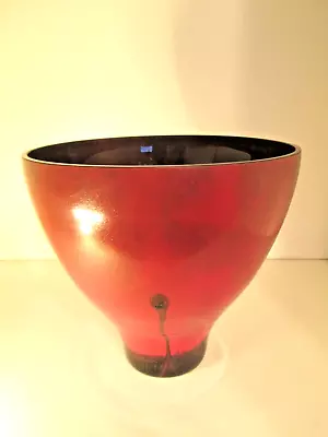 Buy LARGE! STUNNING! Red Caithness Glass 'Ebony Flame' British Studio/Art Glass Bowl • 35£