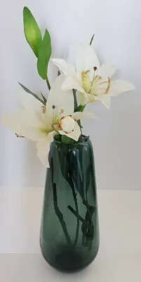 Buy Large MCM Green Art Glass Cylindrical Vase With Bulbous Base. (15  High 2.7Kg) • 30£