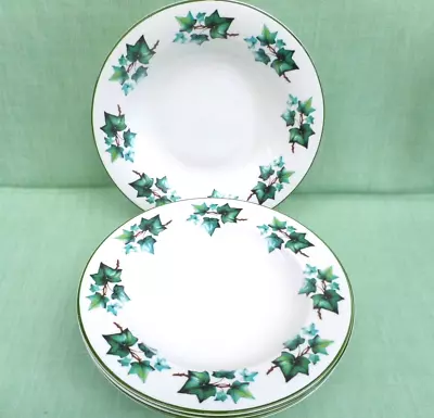 Buy 4 Kirsty Jayne China Bone China Rimmed Soup Plates - 23 Cm (9 ) - Ivy Pattern • 15.99£