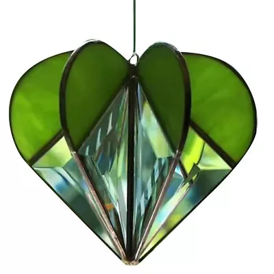 Buy 3D Heart Stained Glass Suncatcher Pendant Ornaments Multi-Sided Heart Pendant • 6.49£