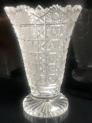 Buy Bohemia Czech Crystal  6  Flared Vase Hand Cut Queen Lace 24% Lead Glass • 50£