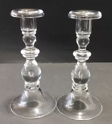 Buy Steuben Crystal Art Glass Teardrop Candlesticks Pair Set 9” Tall Signed Steuben  • 312.11£