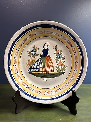 Buy Early Henriot Quimper Faience Hand Painted Pottery Plate Bowl 22cms • 35£