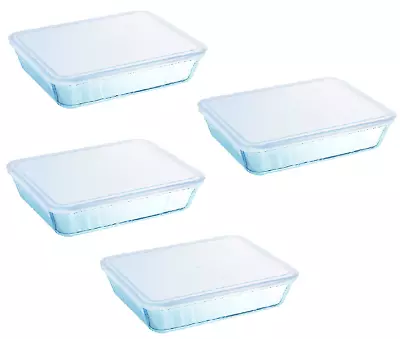 Buy Pyrex Food Storage Glass Dish Cook & Freeze Rectangular With Lid 1.5L - 4Pcs • 30.49£