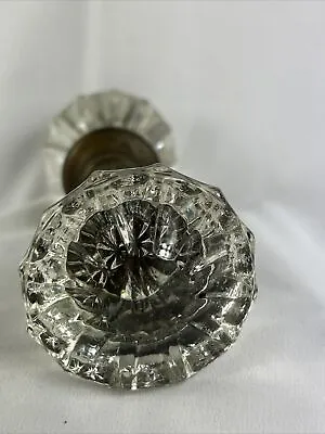 Buy VINTAGE ANTIQUE  CRYSTAL GLASS DOOR KNOBS 12 Point Clear Set Of 2 • 37.95£
