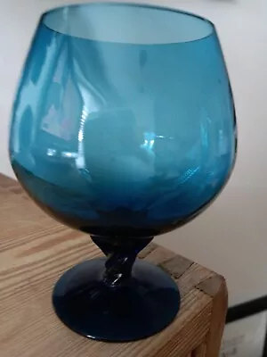 Buy Vintage Mid Century BLUE Brandy Glass • 8.50£