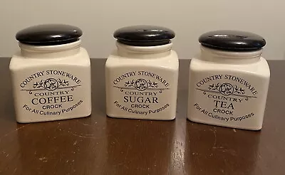 Buy Country Stoneware Tea /sugar/coffee Jars With Sealed Lids • 9£