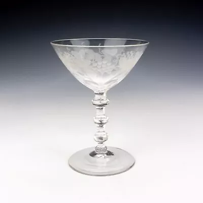 Buy Antique Victorian Glass - Vine & Fruit Decorated Champagne Glass • 0.99£