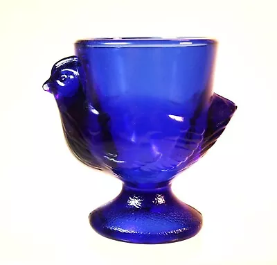 Buy Vintage Cobalt Blue Glass Chicken Egg Cup Footed Farmhouse Hen Arcoroc France  • 7.58£
