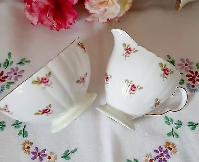 Buy Vintage China Pink Roses Milk & Sugar Bowl Set  Afternoon Tea Baby Bridal Shower • 7.99£