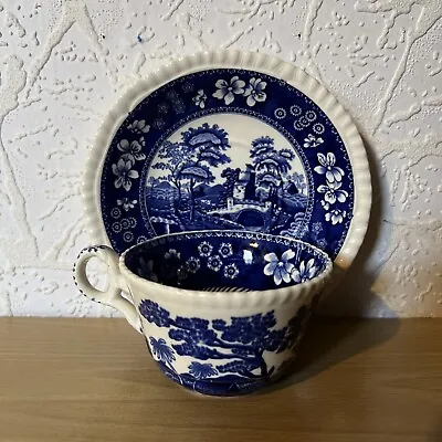 Buy Spode Blue Tower Cup And Saucer Vintage Rare Blue And White Willow • 14.99£