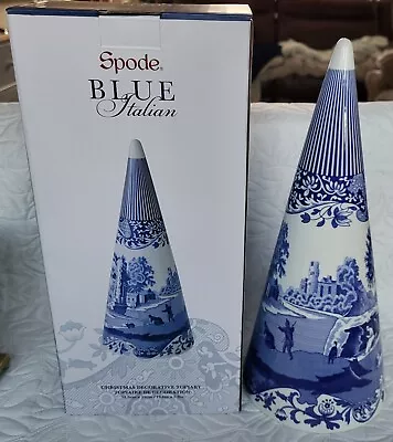 Buy New Boxed Scarce Large 34.5cm Spode Italian Blue & White Chistmas Tree Topiary • 45£