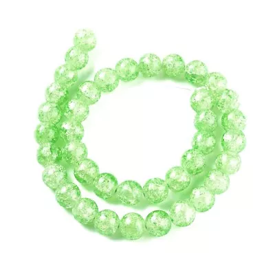 Buy 1 Strand Green Crackle Glass Beads - 6mm - Approx 133pcs Jewellery Making J04923 • 3.59£