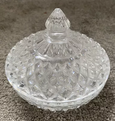 Buy Vintage Small Cut Glass Bowl With Lid - 5” • 9.95£