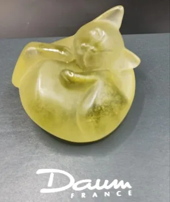 Buy Daum France Crystal Cat Paperweight Figurine Lemon Pate De With Box Used Japan • 232.44£