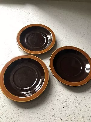 Buy 3 X Hornsea Pottery Bronte Design Saucers 15 Cm - 1970s Made In England • 4£